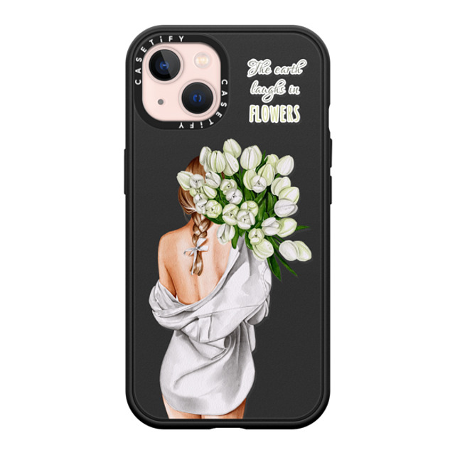 Victoria Ryabinina x CASETiFY iPhone 13 ケース マットブラック インパクトケース MagSafe対応 Lady with tulips