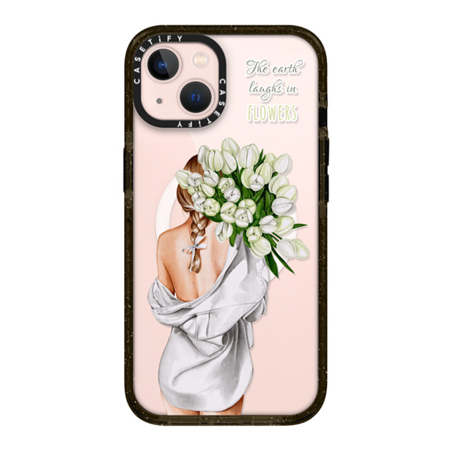 Victoria Ryabinina x CASETiFY iPhone 13 ケース ブラック インパクトケース MagSafe対応 Lady with tulips