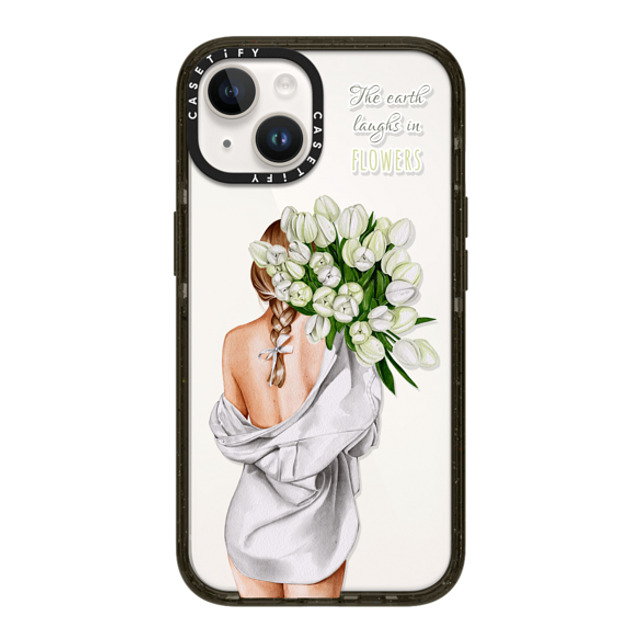 Victoria Ryabinina x CASETiFY iPhone 14 ケース ブラック インパクトケース Lady with tulips