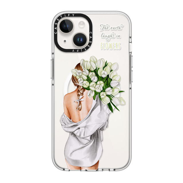 Victoria Ryabinina x CASETiFY iPhone 14 ケース クリア クリア ケース MagSafe対応 Lady with tulips