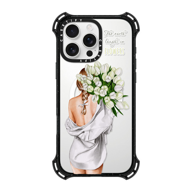 Victoria Ryabinina x CASETiFY iPhone 16 Pro Max ケース ブラック バウンスケース Lady with tulips