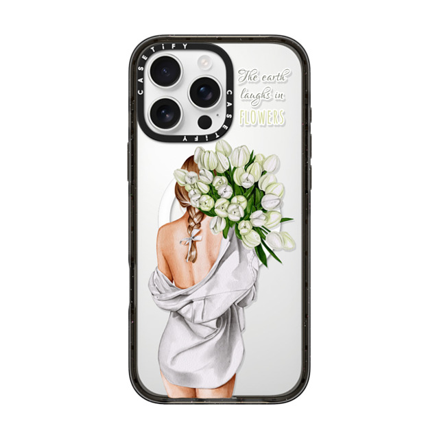 Victoria Ryabinina x CASETiFY iPhone 16 Pro Max ケース ブラック インパクトケース MagSafe対応 Lady with tulips