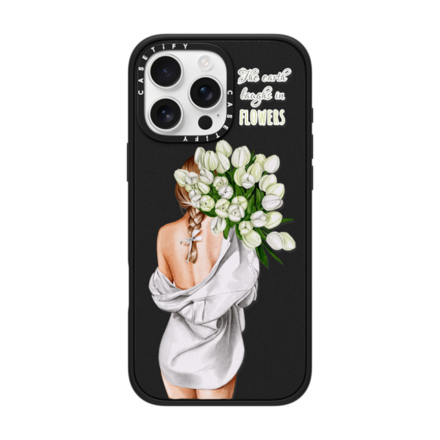 Victoria Ryabinina x CASETiFY iPhone 16 Pro Max ケース マットブラック インパクトケース MagSafe対応 Lady with tulips