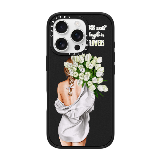 Victoria Ryabinina x CASETiFY iPhone 16 Pro ケース マットブラック インパクトケース MagSafe対応 Lady with tulips