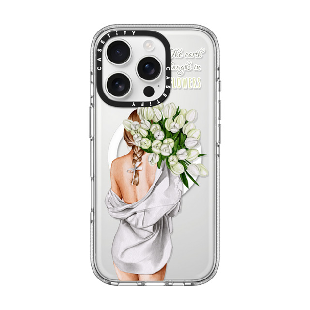 Victoria Ryabinina x CASETiFY iPhone 16 Pro ケース クリア クリア ケース MagSafe対応 Lady with tulips