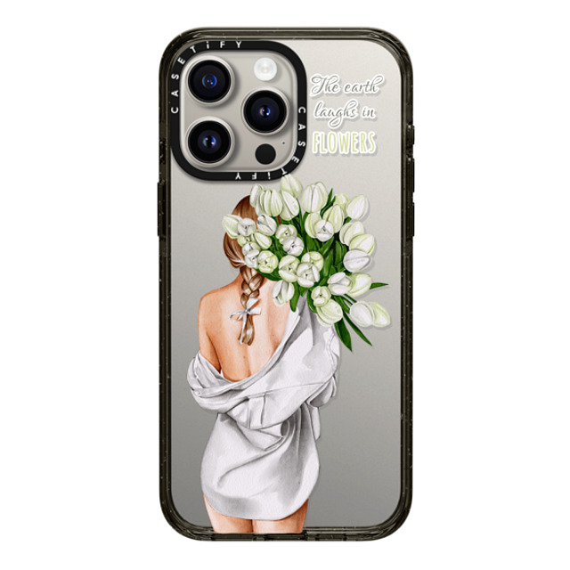 Victoria Ryabinina x CASETiFY iPhone 15 Pro Max ケース ブラック インパクトケース Lady with tulips