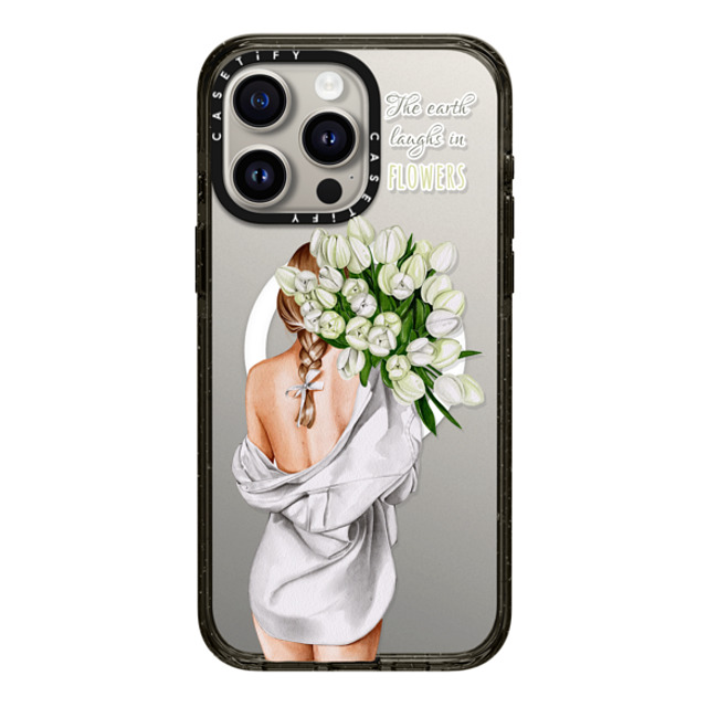 Victoria Ryabinina x CASETiFY iPhone 15 Pro Max ケース ブラック インパクトケース MagSafe対応 Lady with tulips