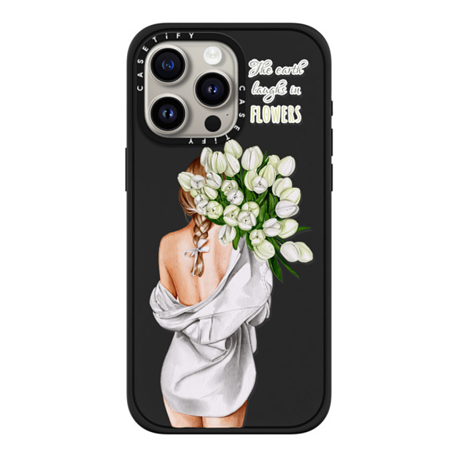 Victoria Ryabinina x CASETiFY iPhone 15 Pro Max ケース マットブラック インパクトケース MagSafe対応 Lady with tulips