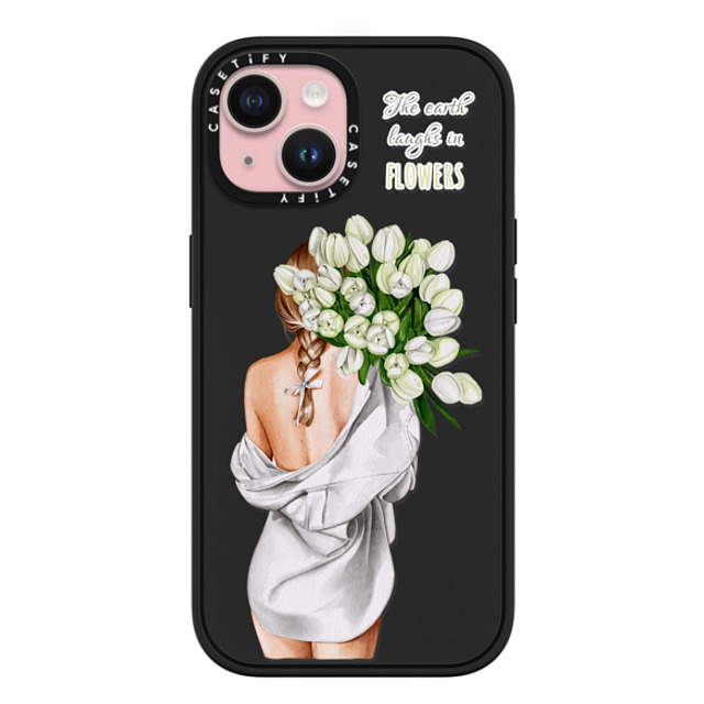 Victoria Ryabinina x CASETiFY iPhone 15 ケース マットブラック インパクトケース MagSafe対応 Lady with tulips