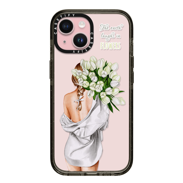 Victoria Ryabinina x CASETiFY iPhone 15 ケース ブラック インパクトケース Lady with tulips