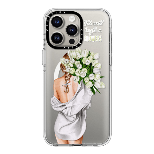 Victoria Ryabinina x CASETiFY iPhone 15 Pro Max ケース クリア クリア ケース MagSafe対応 Lady with tulips