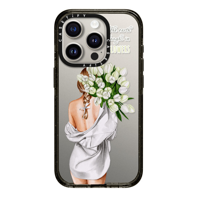 Victoria Ryabinina x CASETiFY iPhone 15 Pro ケース ブラック インパクトケース Lady with tulips