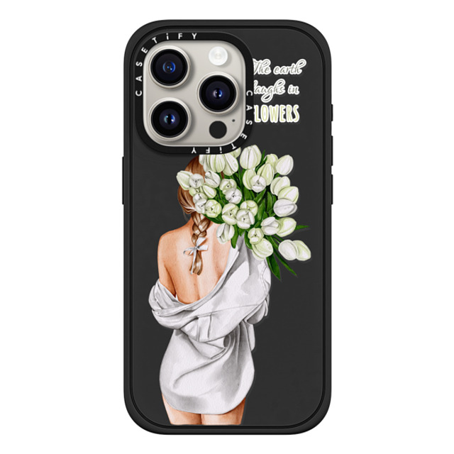 Victoria Ryabinina x CASETiFY iPhone 15 Pro ケース マットブラック インパクトケース MagSafe対応 Lady with tulips