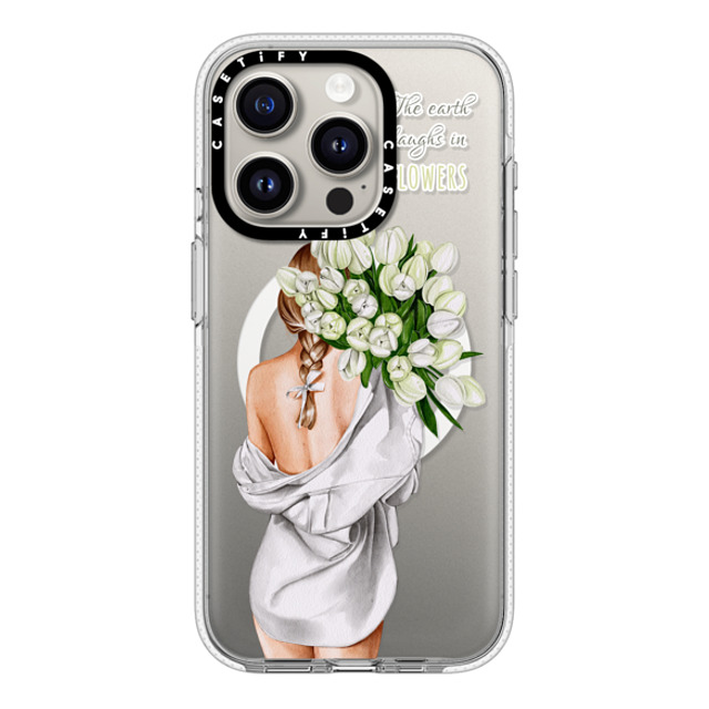 Victoria Ryabinina x CASETiFY iPhone 15 Pro ケース クリア クリア ケース MagSafe対応 Lady with tulips