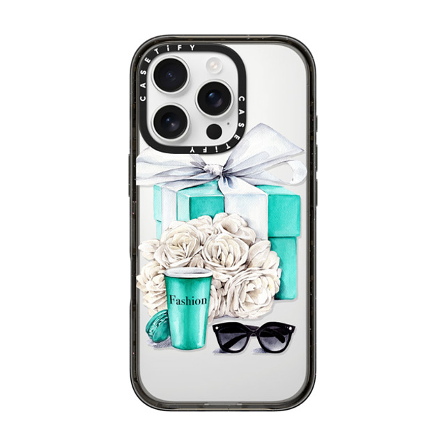 Victoria Ryabinina x CASETiFY iPhone 16 Pro Case Floral,Ribbon ブラック インパクトケース Blue gift box Mother's Day Victoria Ryabinina x CASETiFY iPhone 16 Pro Case Floral,Ribbon ブラック インパクトケース Blue gift box Mother's Day