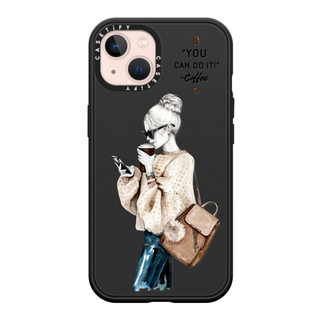 Victoria Ryabinina x CASETiFY iPhone 13 ケース マットブラック インパクトケース MagSafe対応 Girl and coffee