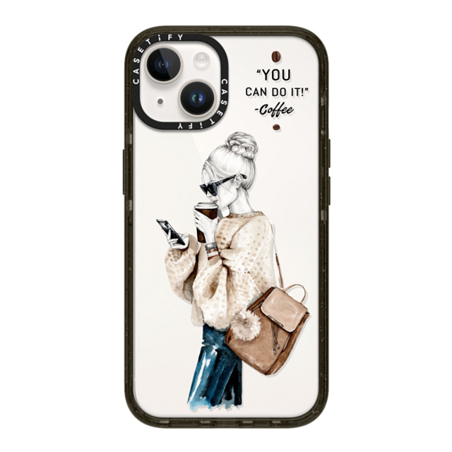 Victoria Ryabinina x CASETiFY iPhone 14 ケース ブラック インパクトケース Girl and coffee