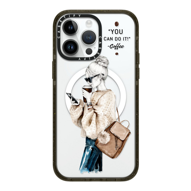 Victoria Ryabinina x CASETiFY iPhone 14 Pro Max ケース ブラック インパクトケース MagSafe対応 Girl and coffee