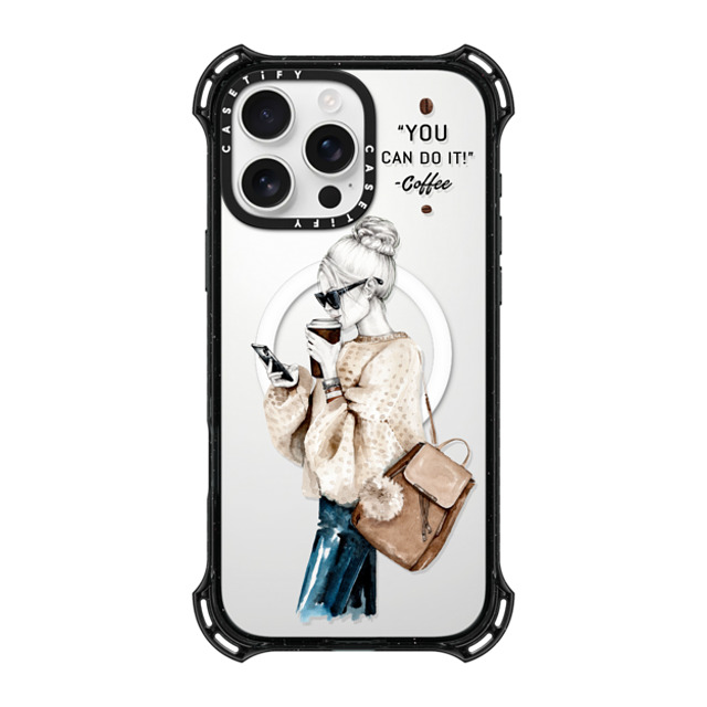 Victoria Ryabinina x CASETiFY iPhone 16 Pro Max ケース ブラック バウンスケース Girl and coffee