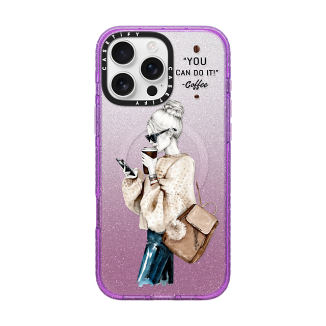 Victoria Ryabinina x CASETiFY iPhone 16 Pro Max Case Glitter Purple Impact Case MagSafe Compatible Girl and coffee Victoria Ryabinina x CASETiFY iPhone 16 Pro Max Case Glitter Purple Impact Case MagSafe Compatible Girl and coffee