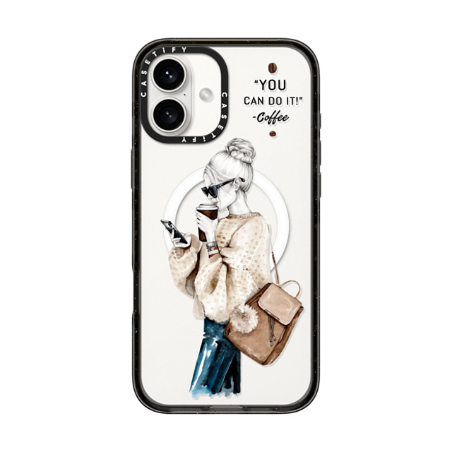 Victoria Ryabinina x CASETiFY iPhone 16 Plus ケース Quote,Coffee ブラック インパクトケース MagSafe対応 Girl and coffee Mother's Day Victoria Ryabinina x CASETiFY iPhone 16 Plus ケース Quote,Coffee ブラック インパクトケース MagSafe対応 Girl and coffee Mother's Day