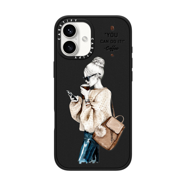 Victoria Ryabinina x CASETiFY iPhone 16 Plus Case Quote,Coffee Matte Black インパクトケース Girl and coffee Back to School Victoria Ryabinina x CASETiFY iPhone 16 Plus Case Quote,Coffee Matte Black インパクトケース Girl and coffee Back to School