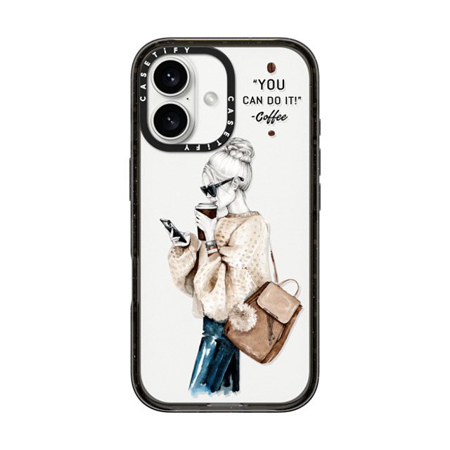 Victoria Ryabinina x CASETiFY iPhone 16 ケース ブラック インパクトケース Girl and coffee