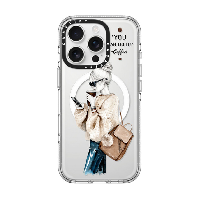 Victoria Ryabinina x CASETiFY iPhone 16 Pro ケース クリア クリア ケース MagSafe対応 Girl and coffee