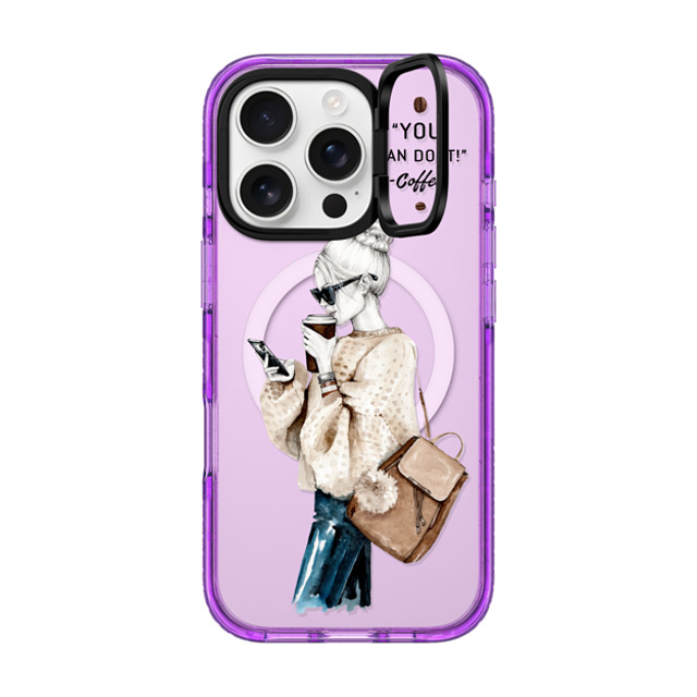 Victoria Ryabinina x CASETiFY iPhone 16 Pro Case パープル インパクトリングスタンドケース MagSafe対応 Girl and coffee Victoria Ryabinina x CASETiFY iPhone 16 Pro Case パープル インパクトリングスタンドケース MagSafe対応 Girl and coffee