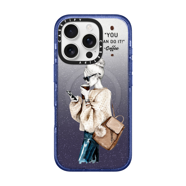 Victoria Ryabinina x CASETiFY iPhone 16 Pro Case Glitter Indigo Impact Case MagSafe Compatible Girl and coffee Victoria Ryabinina x CASETiFY iPhone 16 Pro Case Glitter Indigo Impact Case MagSafe Compatible Girl and coffee