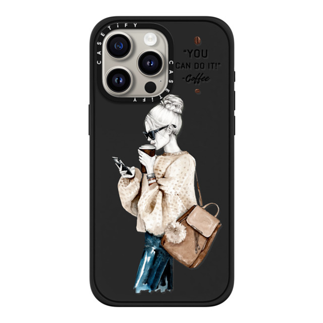 Victoria Ryabinina x CASETiFY iPhone 15 Pro Max ケース マットブラック インパクトケース MagSafe対応 Girl and coffee