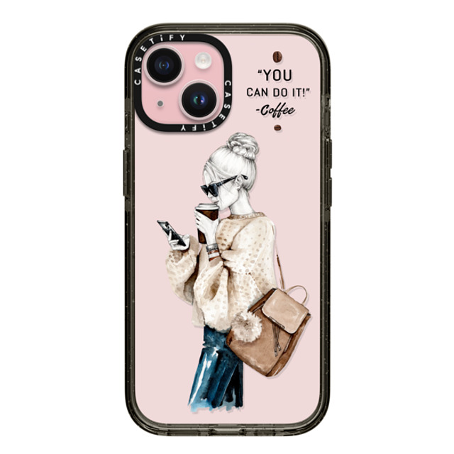 Victoria Ryabinina x CASETiFY iPhone 15 ケース ブラック インパクトケース Girl and coffee