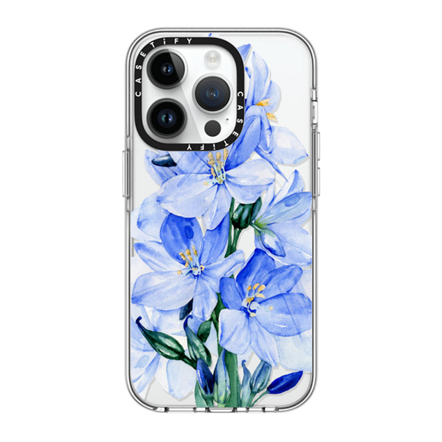 Victoria Ryabinina x CASETiFY iPhone 14 Pro Case Clear Clear Case MagSafe Compatible Blue flowers Victoria Ryabinina x CASETiFY iPhone 14 Pro Case Clear Clear Case MagSafe Compatible Blue flowers