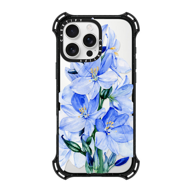 Victoria Ryabinina x CASETiFY iPhone 16 Pro Max Case Black バウンスケース Blue flowers Victoria Ryabinina x CASETiFY iPhone 16 Pro Max Case Black バウンスケース Blue flowers