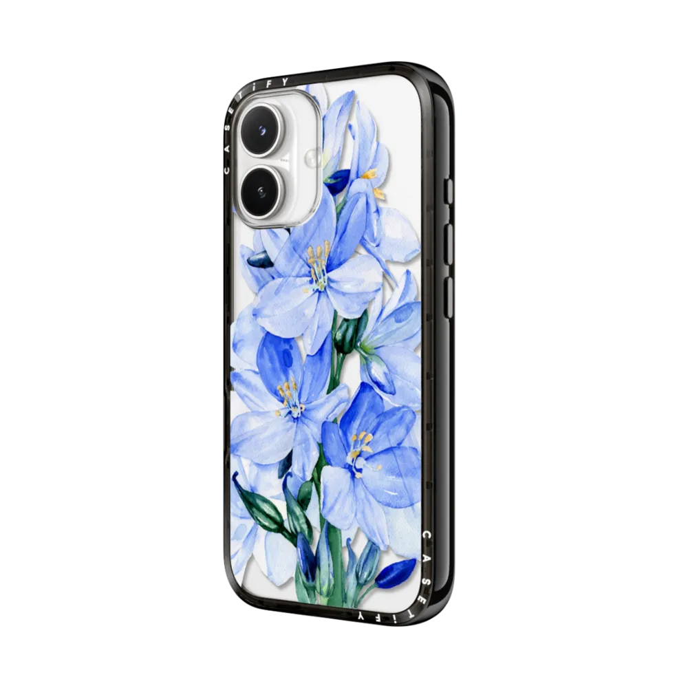 Compact iPhone 17 Case MagSafe Compatible - Blue flowers