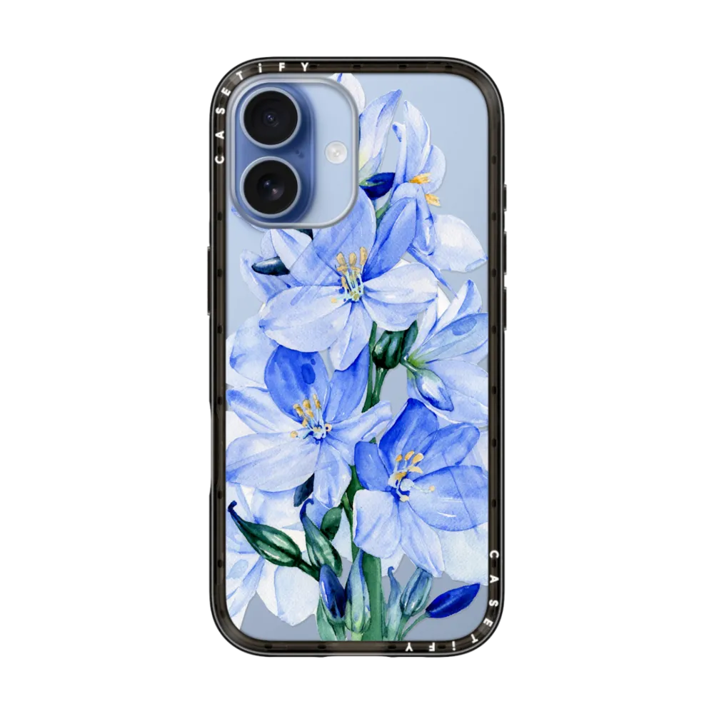 Compact iPhone 17 Case MagSafe Compatible - Blue flowers
