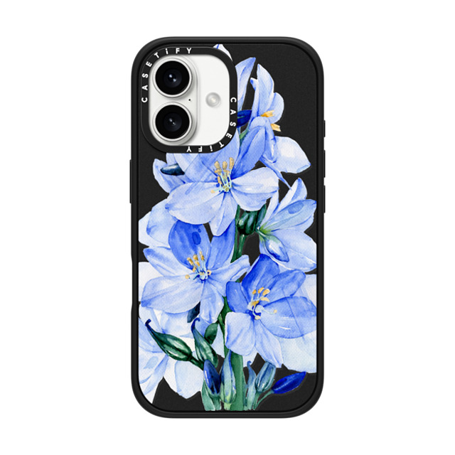 Victoria Ryabinina x CASETiFY iPhone 16 Case Matte Black Impact Case MagSafe Compatible Blue flowers Victoria Ryabinina x CASETiFY iPhone 16 Case Matte Black Impact Case MagSafe Compatible Blue flowers