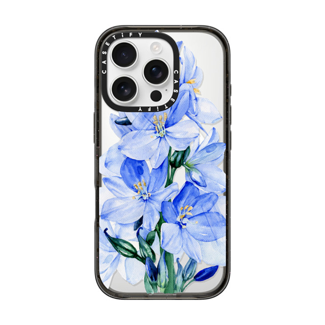 Victoria Ryabinina x CASETiFY iPhone 16 Pro Case Black Impact Case MagSafe Compatible Blue flowers Victoria Ryabinina x CASETiFY iPhone 16 Pro Case Black Impact Case MagSafe Compatible Blue flowers