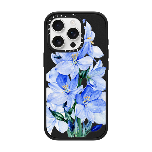 Victoria Ryabinina x CASETiFY iPhone 16 Pro Case Matte Black Impact Case Blue flowers Victoria Ryabinina x CASETiFY iPhone 16 Pro Case Matte Black Impact Case Blue flowers