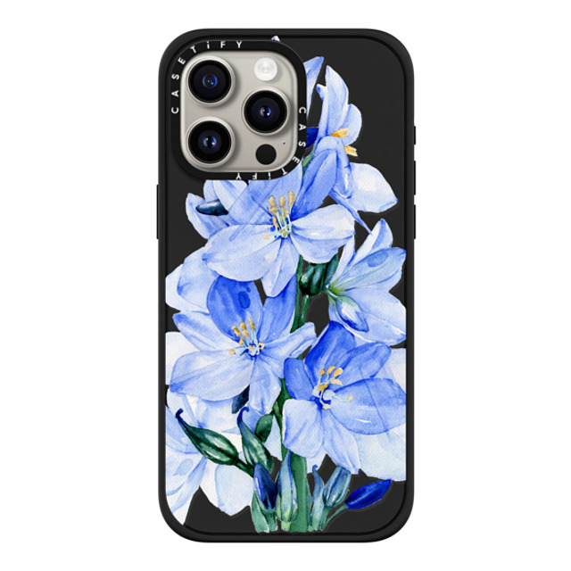Victoria Ryabinina x CASETiFY iPhone 15 Pro Max Case Matte Black Impact Case MagSafe Compatible Blue flowers Victoria Ryabinina x CASETiFY iPhone 15 Pro Max Case Matte Black Impact Case MagSafe Compatible Blue flowers