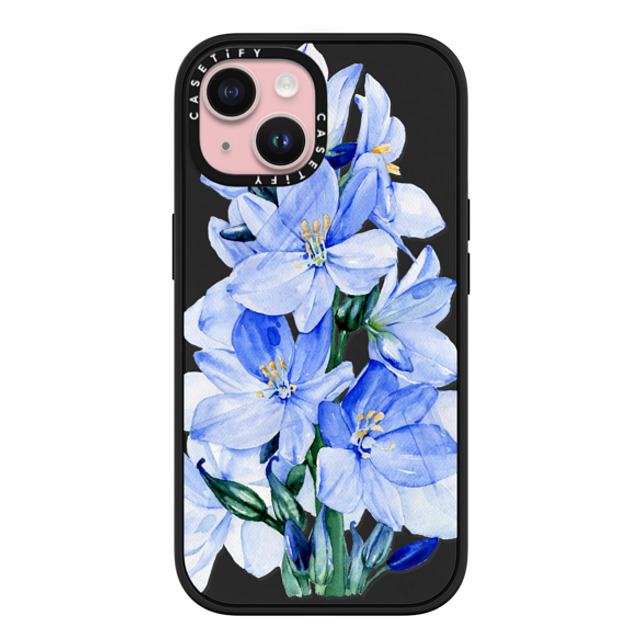 Victoria Ryabinina x CASETiFY iPhone 15 Case Matte Black Impact Case MagSafe Compatible Blue flowers Victoria Ryabinina x CASETiFY iPhone 15 Case Matte Black Impact Case MagSafe Compatible Blue flowers