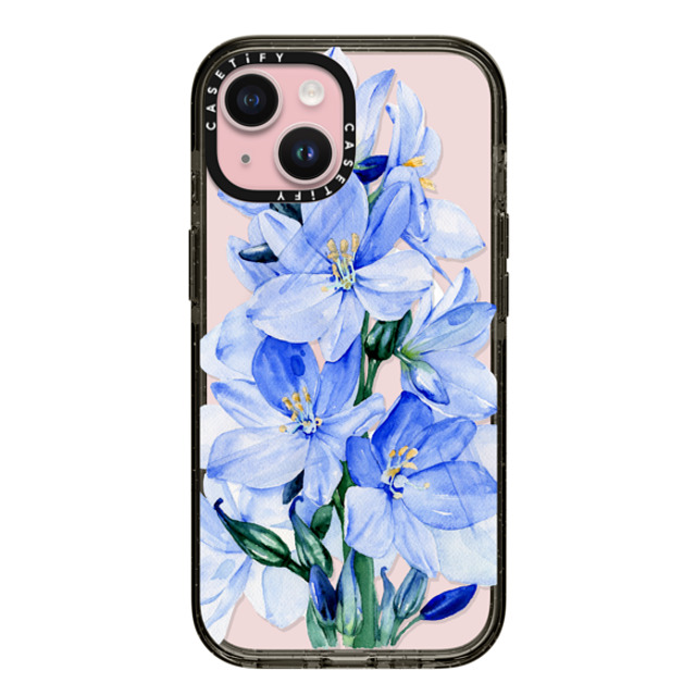 Victoria Ryabinina x CASETiFY iPhone 15 Case Black Impact Case MagSafe Compatible Blue flowers Victoria Ryabinina x CASETiFY iPhone 15 Case Black Impact Case MagSafe Compatible Blue flowers
