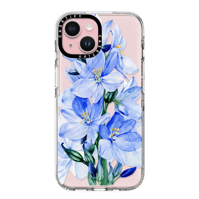 Victoria Ryabinina x CASETiFY iPhone 15 Case Clear Clear Case MagSafe Compatible Blue flowers Victoria Ryabinina x CASETiFY iPhone 15 Case Clear Clear Case MagSafe Compatible Blue flowers
