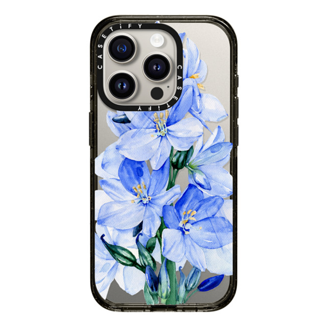 Victoria Ryabinina x CASETiFY iPhone 15 Pro Case Black Impact Case Blue flowers Victoria Ryabinina x CASETiFY iPhone 15 Pro Case Black Impact Case Blue flowers