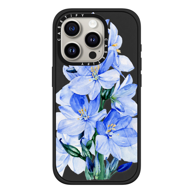 Victoria Ryabinina x CASETiFY iPhone 15 Pro Case Matte Black Impact Case MagSafe Compatible Blue flowers Victoria Ryabinina x CASETiFY iPhone 15 Pro Case Matte Black Impact Case MagSafe Compatible Blue flowers
