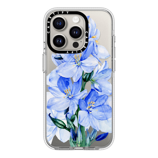 Victoria Ryabinina x CASETiFY iPhone 15 Pro Case Clear Clear Case MagSafe Compatible Blue flowers Victoria Ryabinina x CASETiFY iPhone 15 Pro Case Clear Clear Case MagSafe Compatible Blue flowers