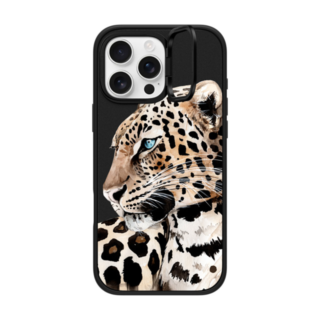 Victoria Ryabinina x CASETiFY iPhone 16 Pro Max ケース マットブラック インパクトリングスタンドケース MagSafe対応 Leopard