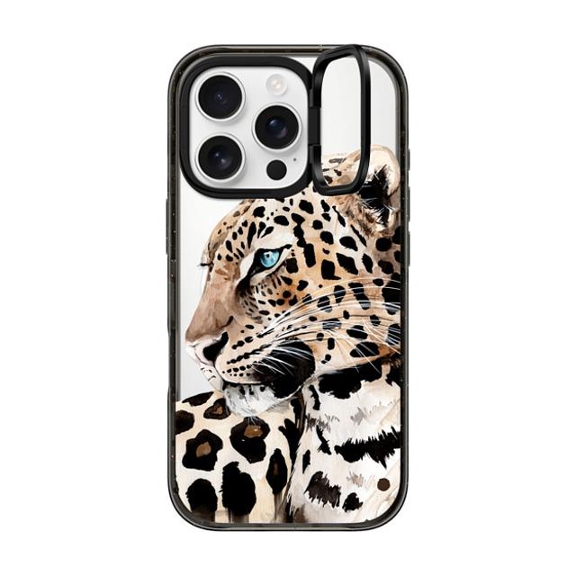 Victoria Ryabinina x CASETiFY iPhone 16 Pro ケース ブラック インパクトリングスタンドケース MagSafe対応 Leopard