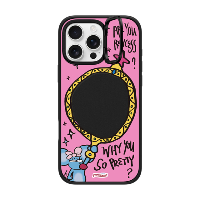 CASETiFY iPhone 16 Pro Max ケース マットブラック インパクトリングスタンドケース MagSafe対応 Mousey Magic Mirror zayla zhou