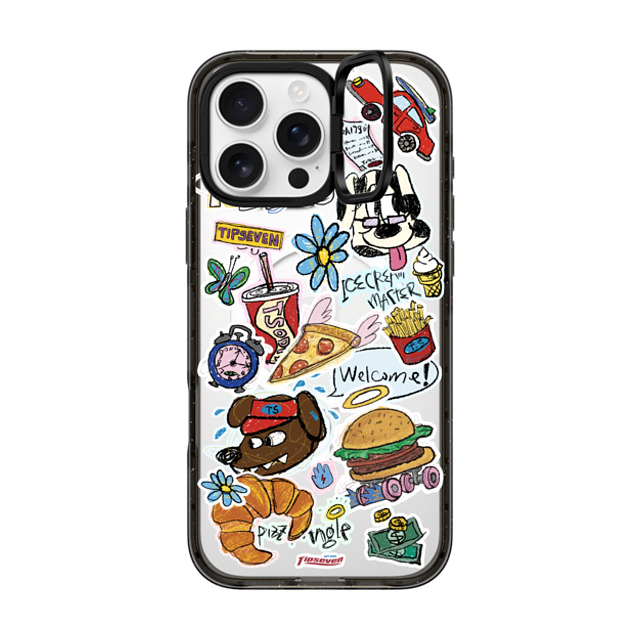 CASETiFY iPhone 16 Pro Max ケース ブラック インパクトリングスタンドケース MagSafe対応 Fast Food Open zayla zhou